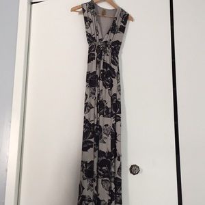 MATERNITY Black and Grey Floral Maxi Dress Size XS